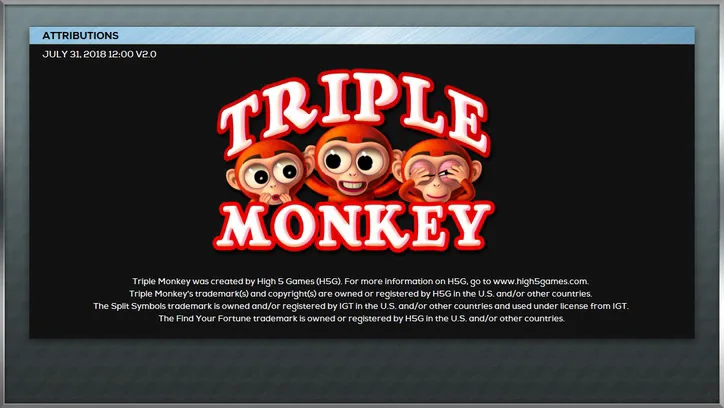 Triple Monkey closing screen with the logo and legal text