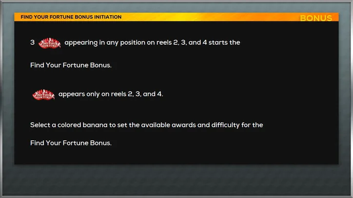 Find Your Fortune Bonus trigger rules, with selectable colored bonuses